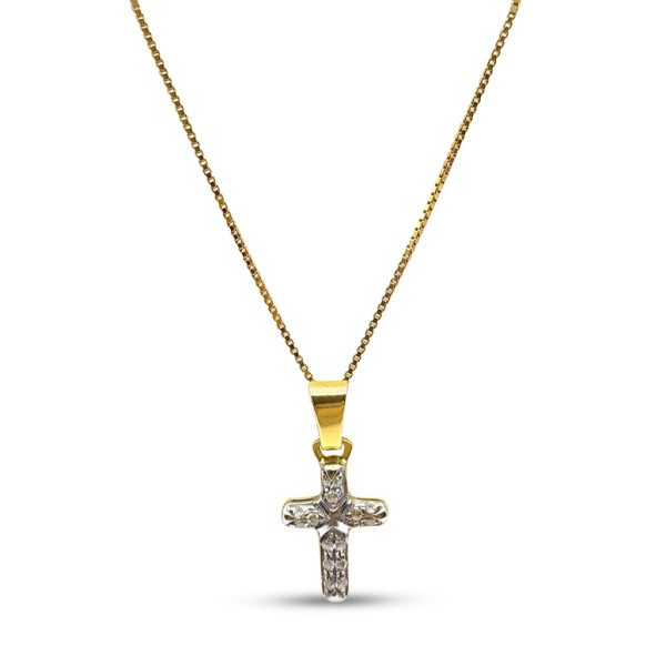 Diamond Cross Necklace 18ct Gold 0.15ct