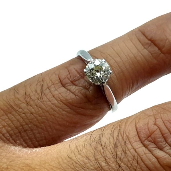 Old Cut Diamond Ring Vintage White Gold 18ct