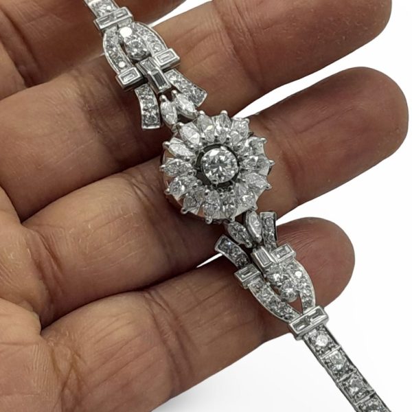 18ct Gold Diamond Encrusted Cocktail Watch Bracelet 6.8 Carat