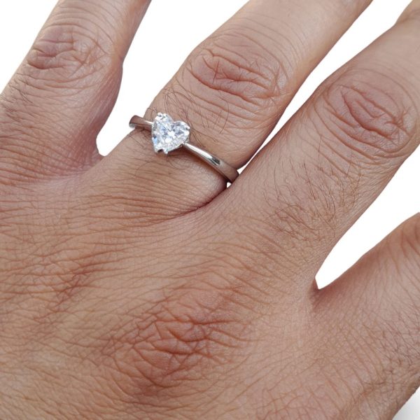 Platinum Diamond Heart Cut Ring Ladies 0.64ct