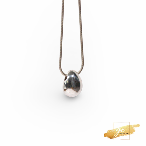 Sterling Silver Snake Chain Necklace with Pebble Pendant
