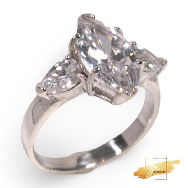 Sterling Silver Cubic Zirconia Three Stone Ring