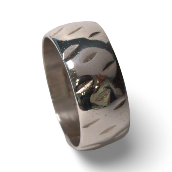 9ct White Gold Wide Polished Band Ring