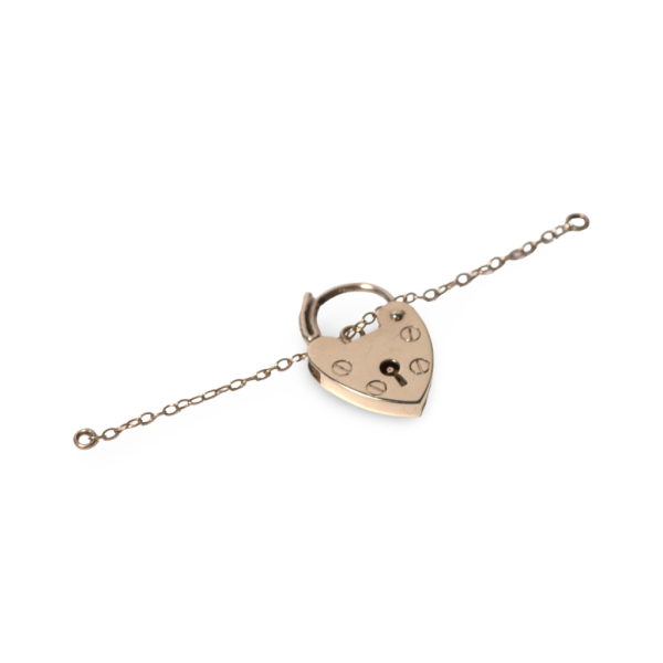 9ct Gold Heart Padlock Bracelet Clasp Vintage