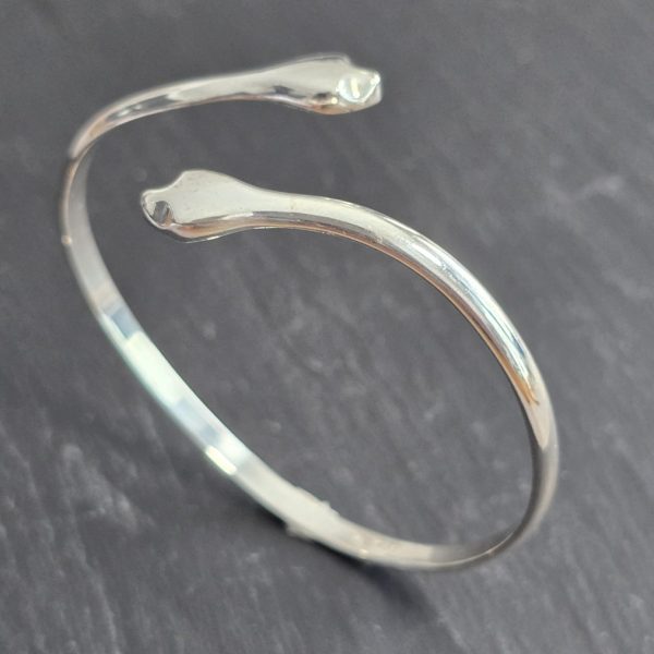 Sterling Silver Snake Torque Bangle