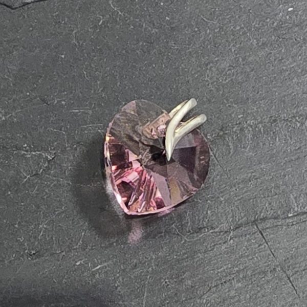 Sterling Silver Pink Crystal Heart Pendant